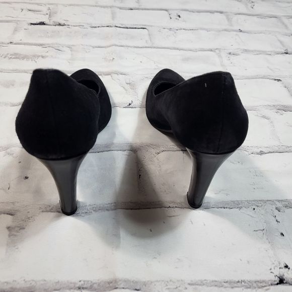 FRANCO SARTO Black Suede Pointed Toe Block Heel Pumps Size 8 - Picture 4 of 5